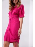 Shirt dress with ruffles on the sides, fuchsia FG649 - Online store - Boutique